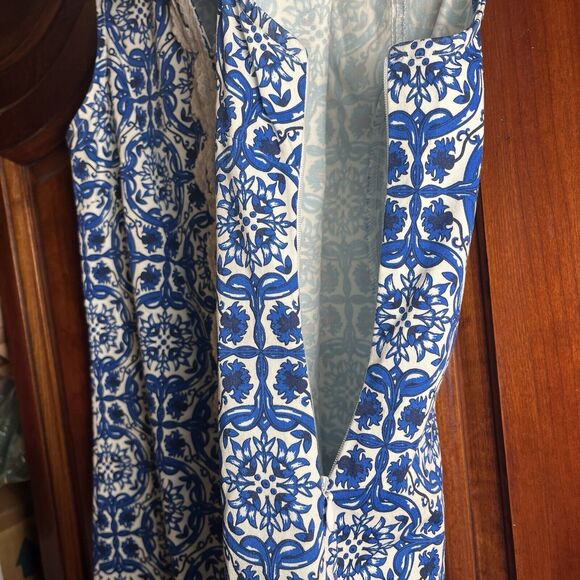 Mud Pie Sleeveless Embroidered Blue Paisley Shift Dress Cotton Stretch Medium - Picture 11 of 14